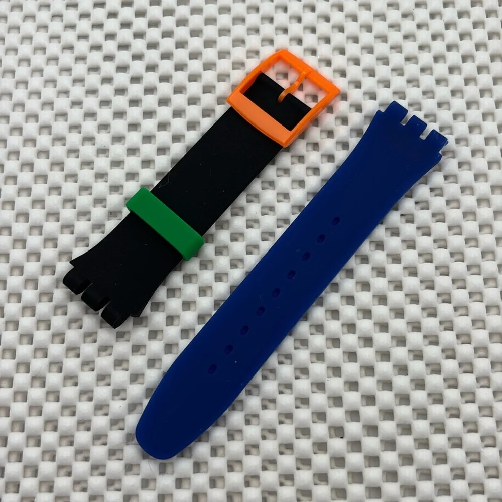 Black and Blue Watch Band (Strap only) - fits Swatch New Gent model